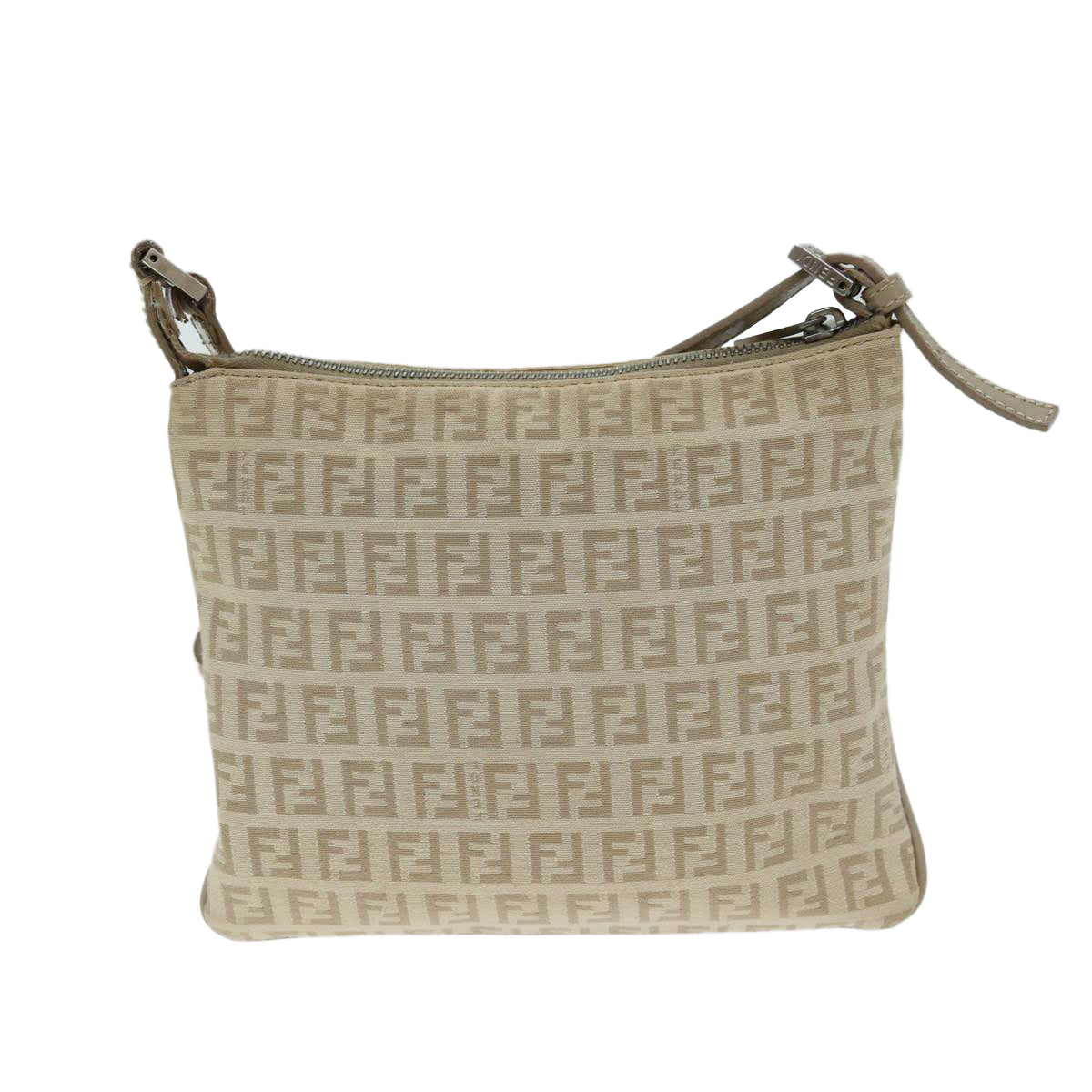 FENDI Zucchino Canvas Shoulder Bag Beigefm3513
