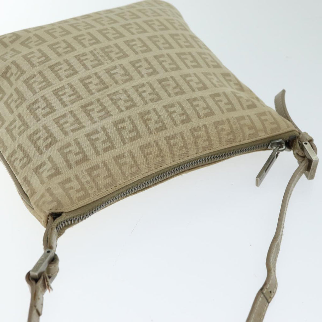 FENDI Zucchino Canvas Shoulder Bag Beigefm3513