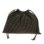 FENDI Zucca Canvas Purse Shoulder Bag Brown Blackfm3526