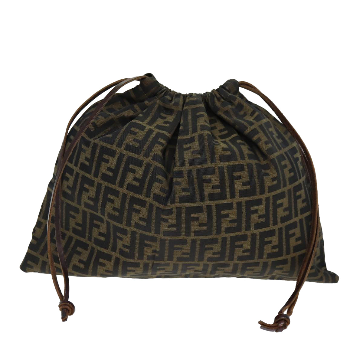 FENDI Zucca Canvas Purse Shoulder Bag Brown Blackfm3526