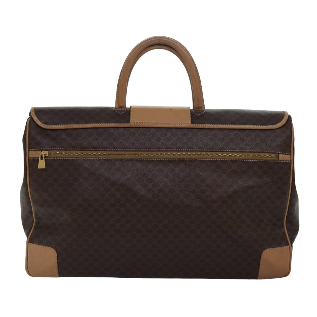 CELINE Macadam Canvas Boston Bag PVC Leather Brown Auth fm3560