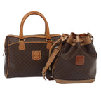 CELINE Macadam Canvas Shoulder Bag Hand Bag PVC Leather 2Set Brown  fm3566
