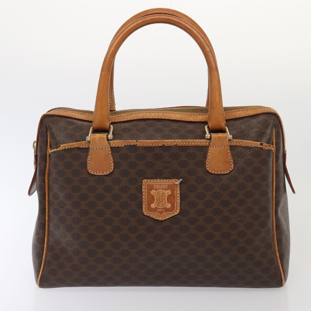 CELINE Macadam Canvas Shoulder Bag Hand Bag PVC Leather 2Set Brown  fm3566