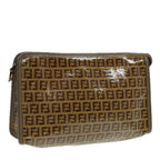 FENDI Zucchino Canvas Clutch Bag Coated Canvas Beigefm3587