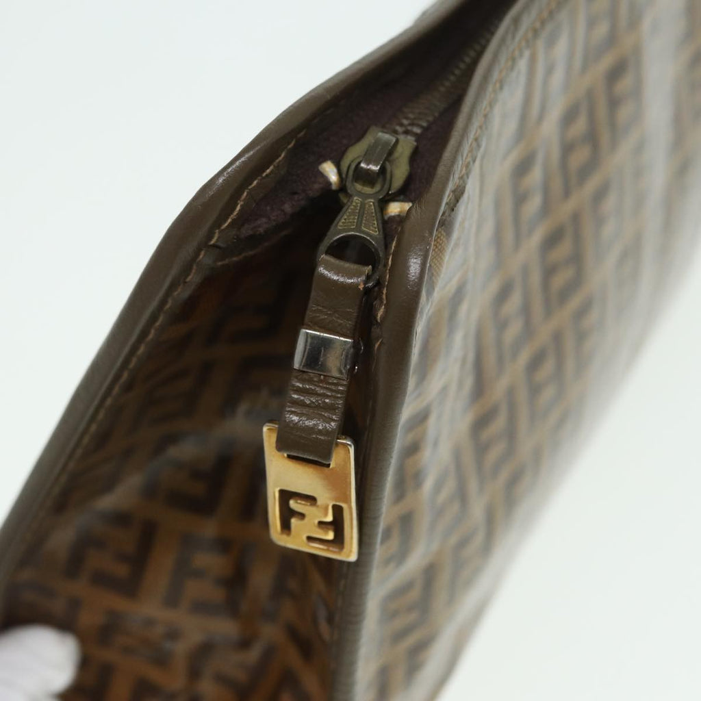 FENDI Zucchino Canvas Clutch Bag Coated Canvas Beigefm3587