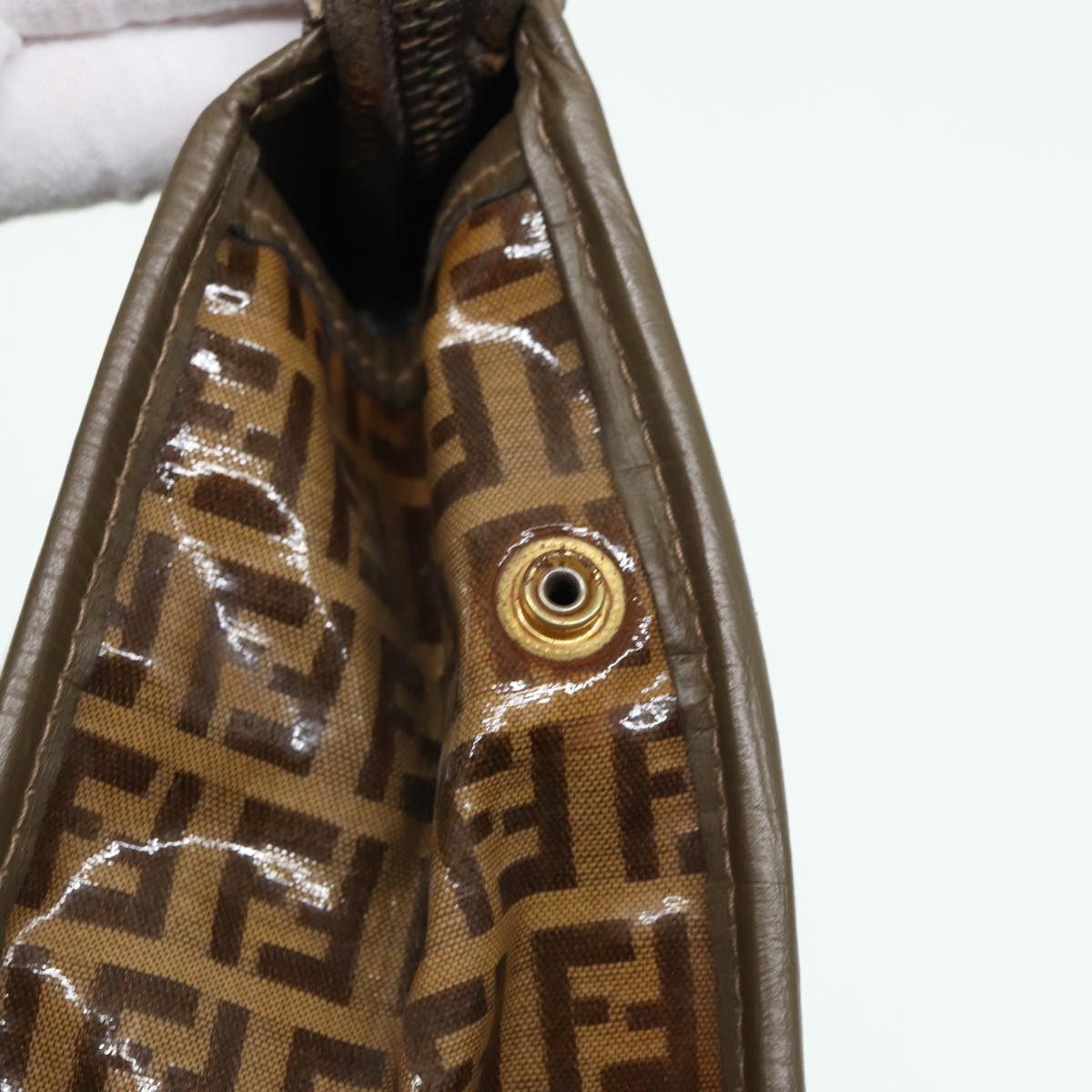 FENDI Zucchino Canvas Clutch Bag Coated Canvas Beigefm3587