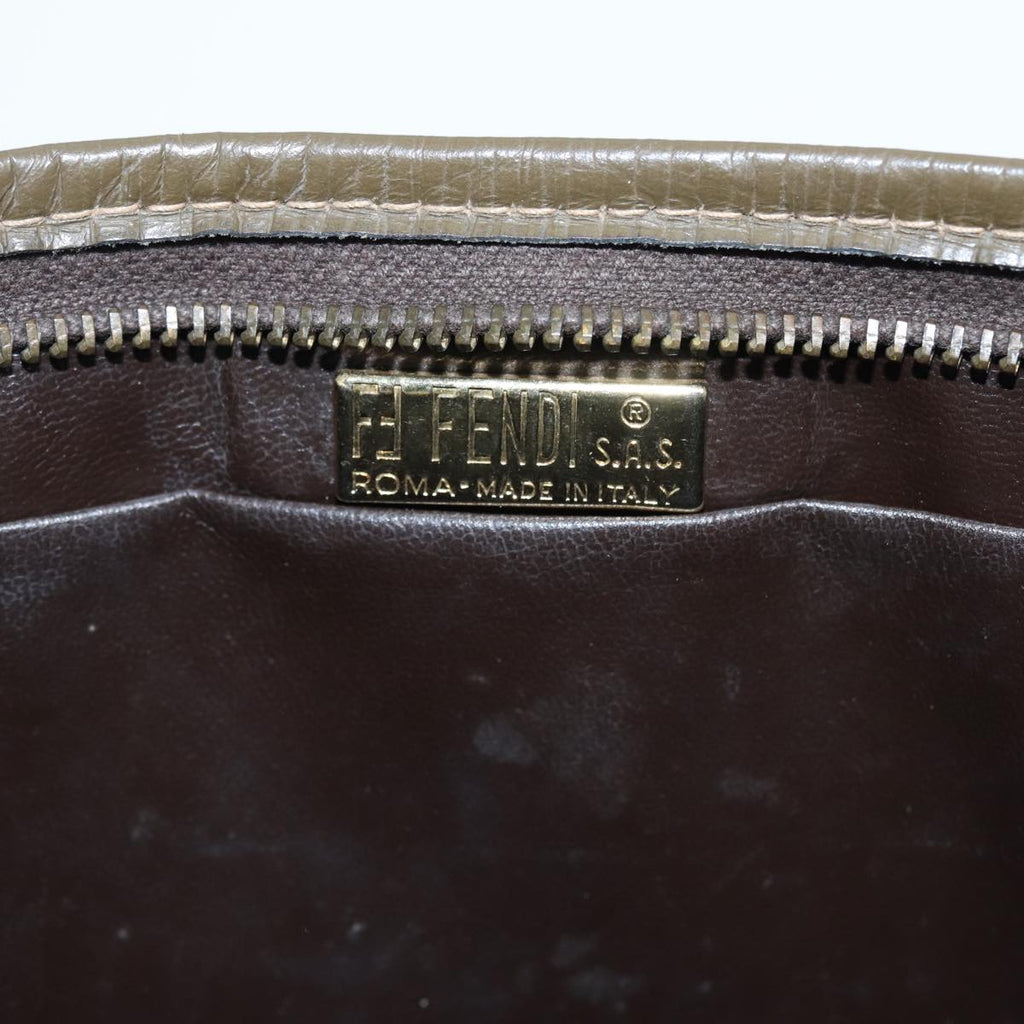 FENDI Zucchino Canvas Clutch Bag Coated Canvas Beigefm3587