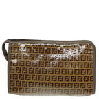 FENDI Zucchino Canvas Clutch Bag Coated Canvas Beigefm3587