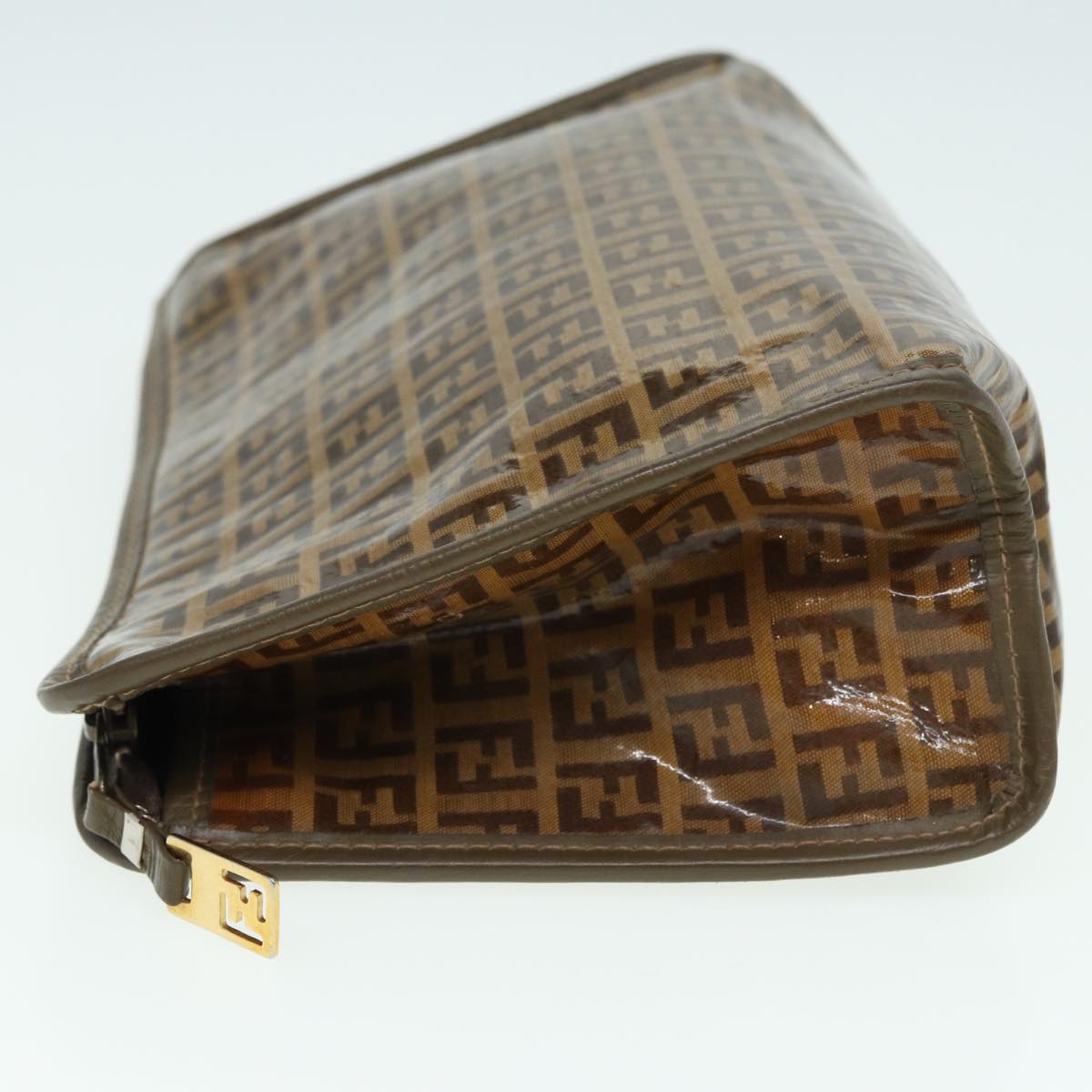 FENDI Zucchino Canvas Clutch Bag Coated Canvas Beigefm3587