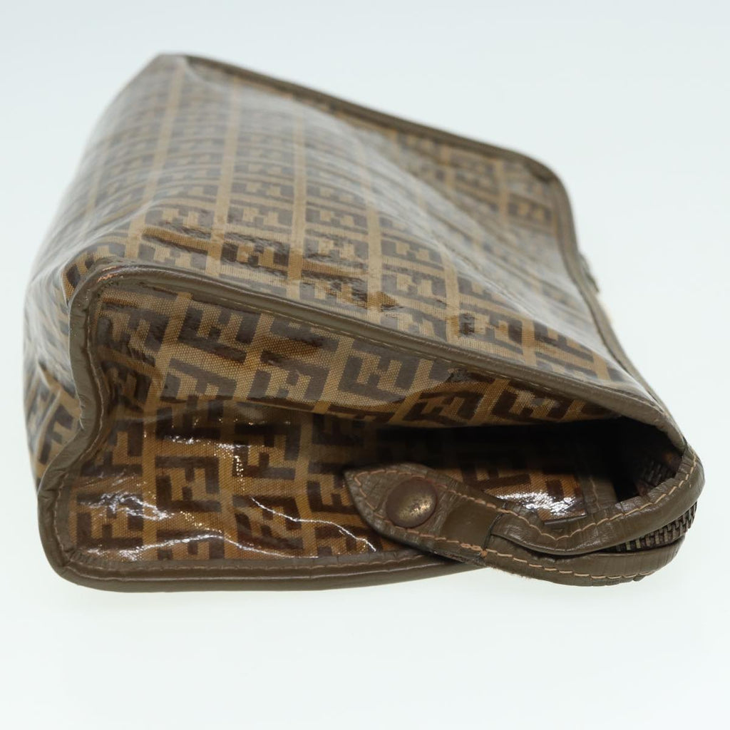 FENDI Zucchino Canvas Clutch Bag Coated Canvas Beigefm3587