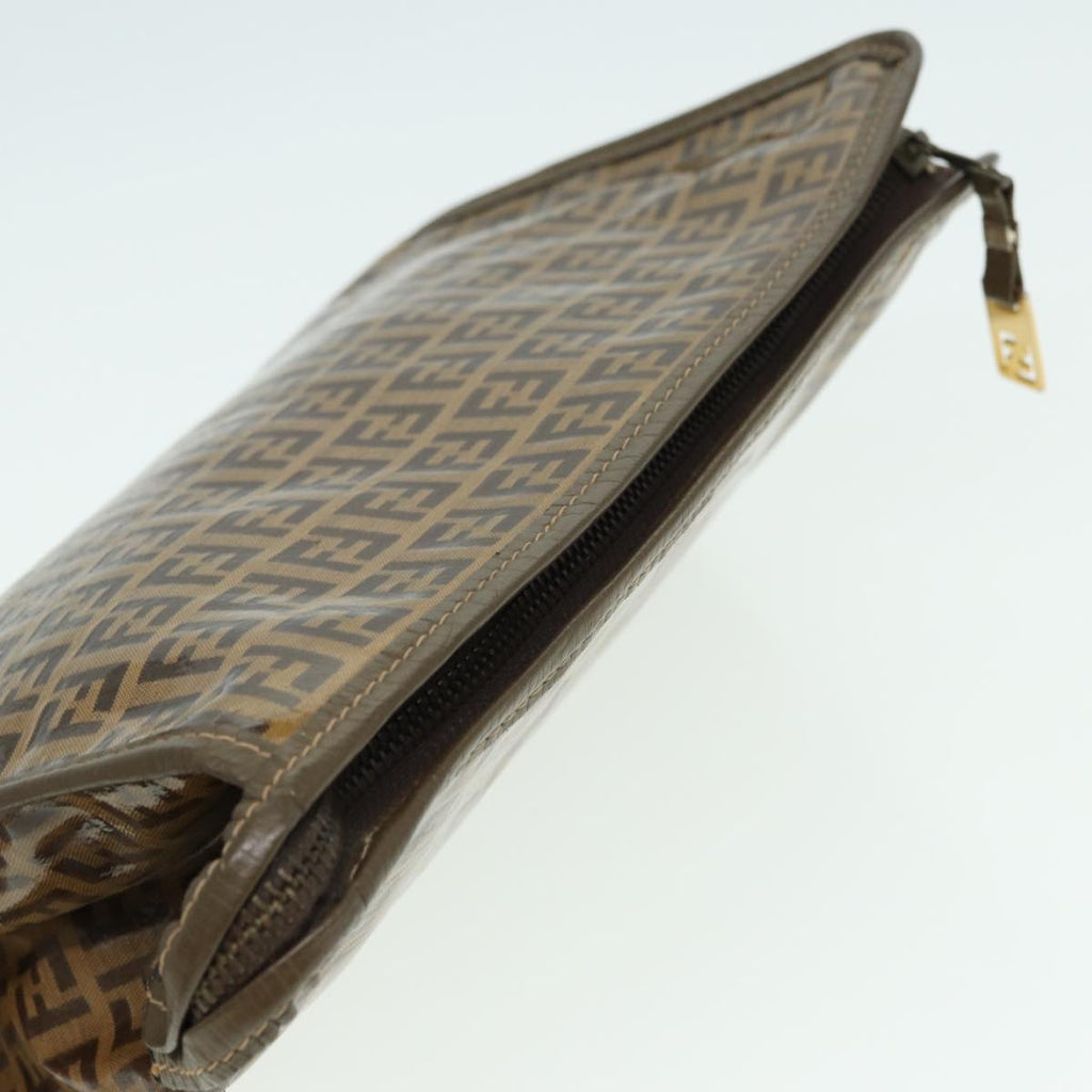 FENDI Zucchino Canvas Clutch Bag Coated Canvas Beigefm3587