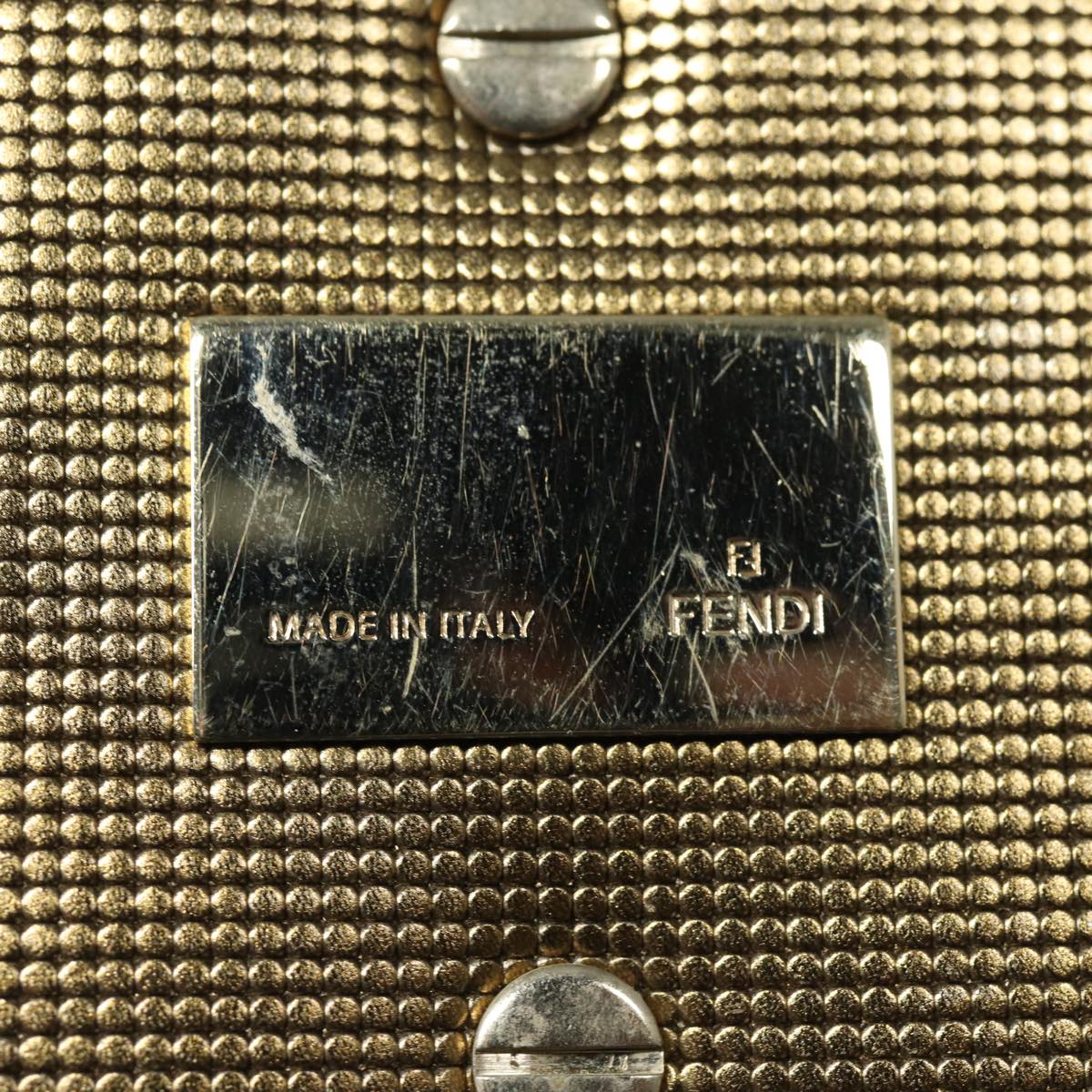 FENDI Zucca Canvas Chain Hand Bag Goldfm3589