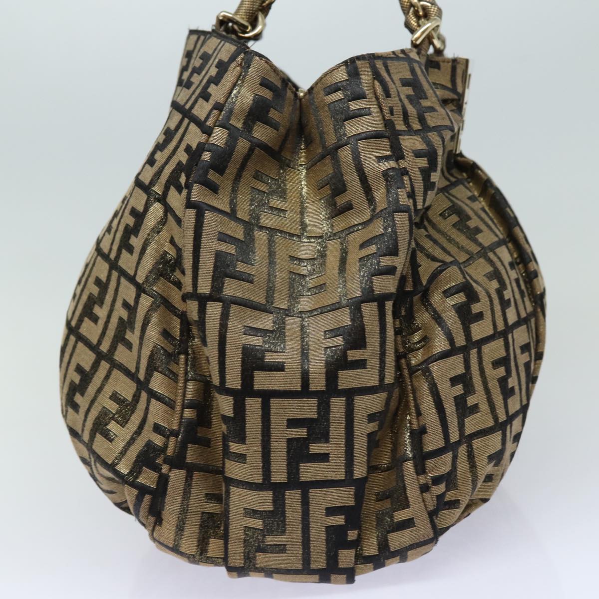 FENDI Zucca Canvas Chain Hand Bag Goldfm3589