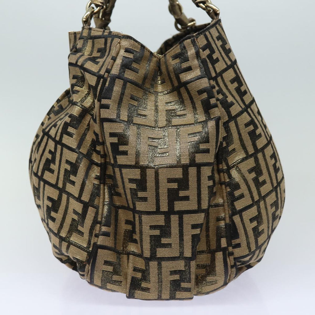FENDI Zucca Canvas Chain Hand Bag Goldfm3589