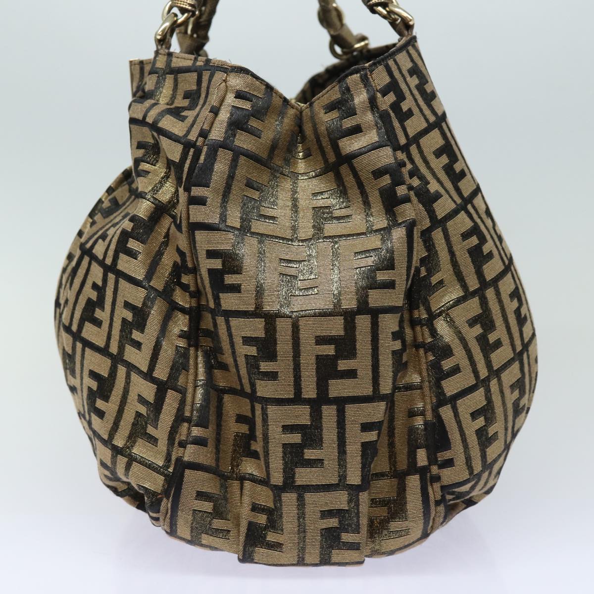 FENDI Zucca Canvas Chain Hand Bag Goldfm3589