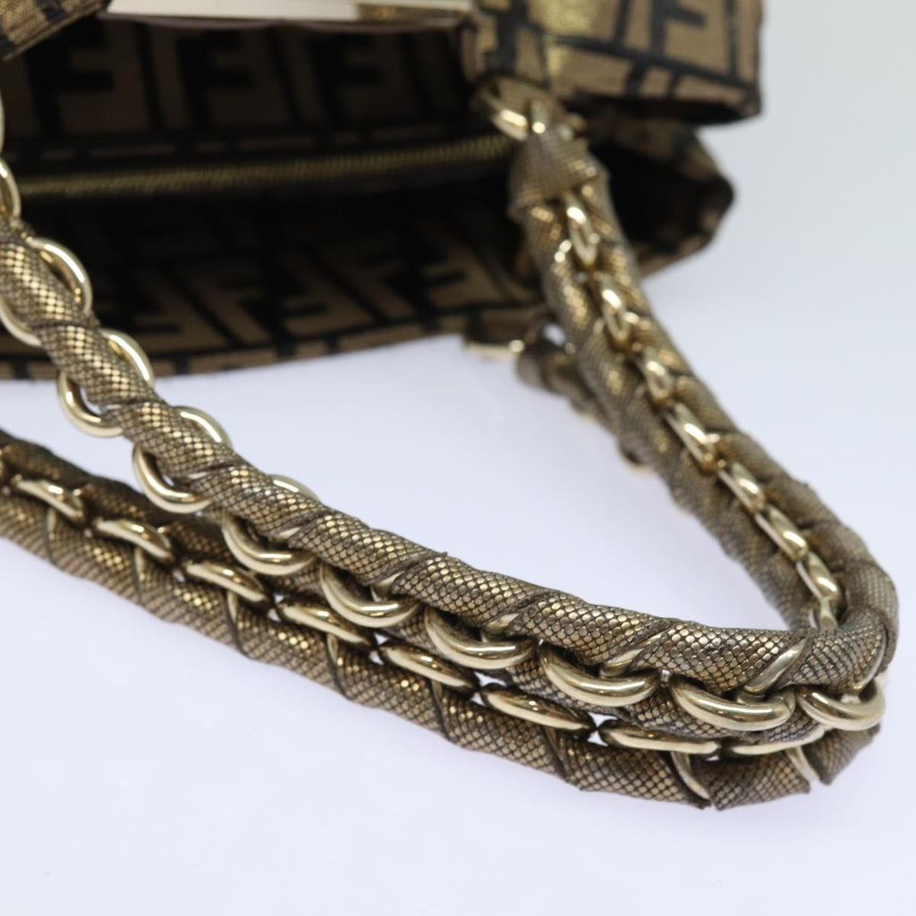 FENDI Zucca Canvas Chain Hand Bag Goldfm3589