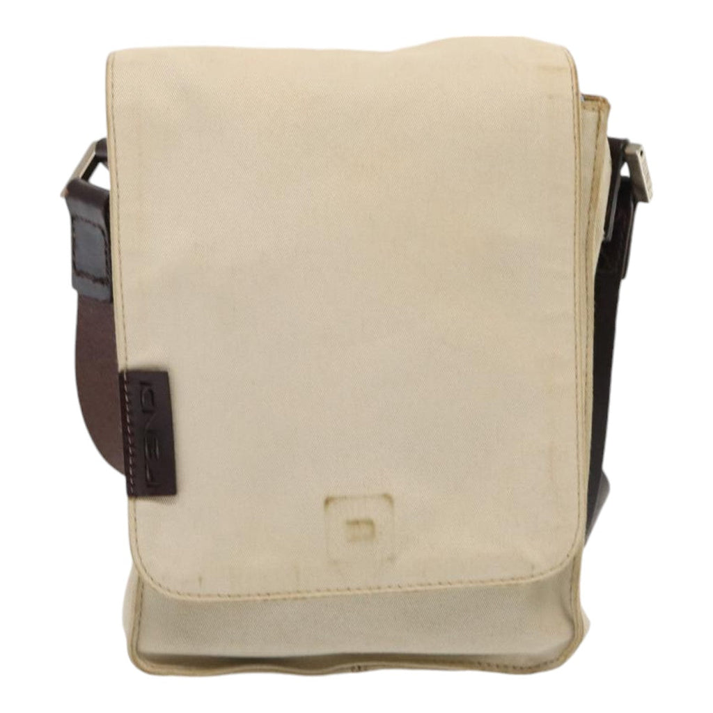 FENDI Canvas Shoulder Bag Beigefm3657
