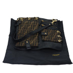 FENDI Zucca Canvas Shoulder Bag Leather Black Goldfm3729