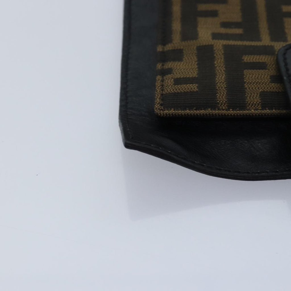 FENDI Zucca Canvas Shoulder Bag Leather Black Goldfm3729