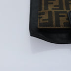 FENDI Zucca Canvas Shoulder Bag Leather Black Goldfm3729