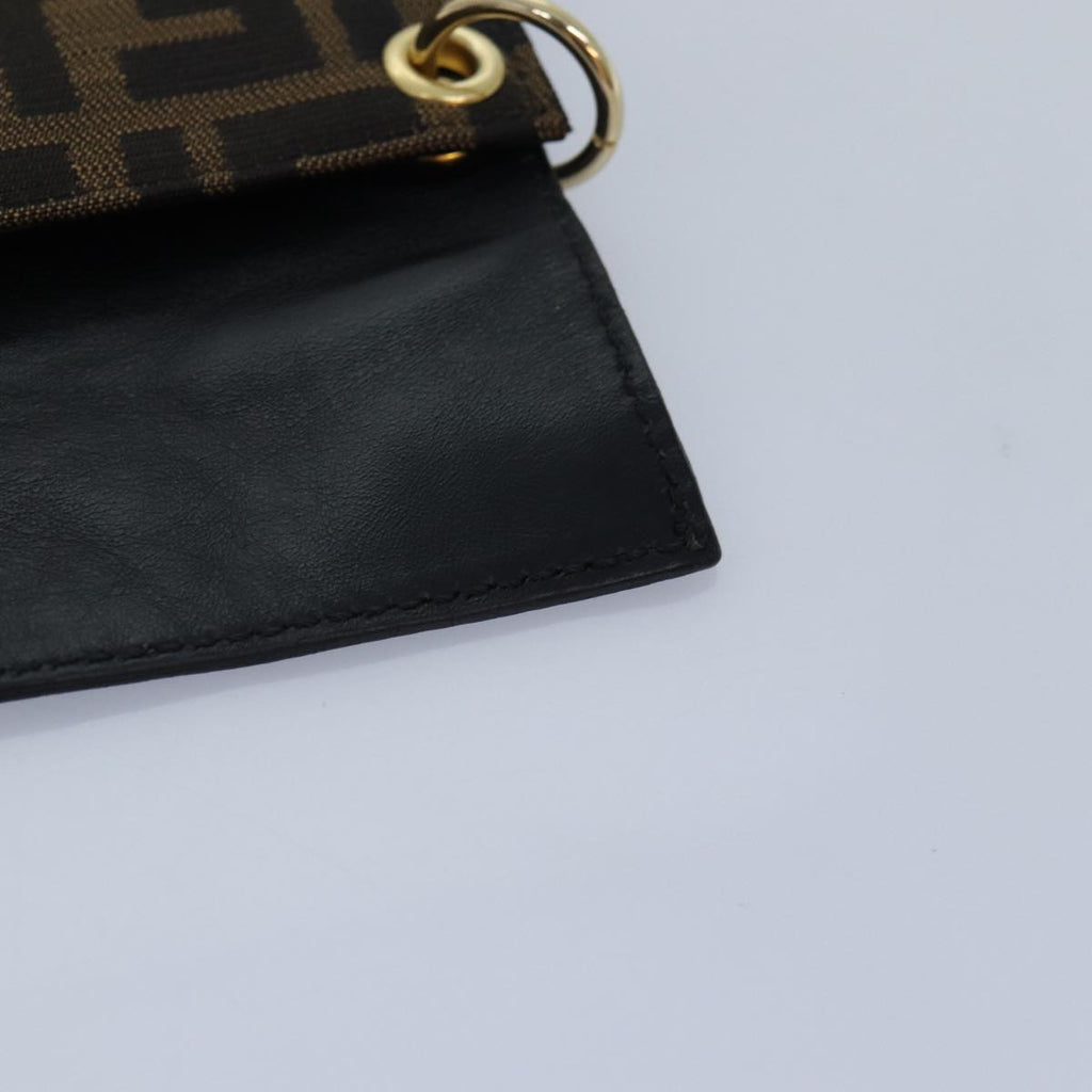 FENDI Zucca Canvas Shoulder Bag Leather Black Goldfm3729