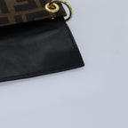 FENDI Zucca Canvas Shoulder Bag Leather Black Goldfm3729