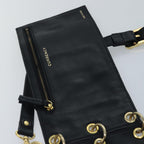 FENDI Zucca Canvas Shoulder Bag Leather Black Goldfm3729