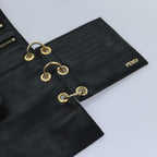 FENDI Zucca Canvas Shoulder Bag Leather Black Goldfm3729