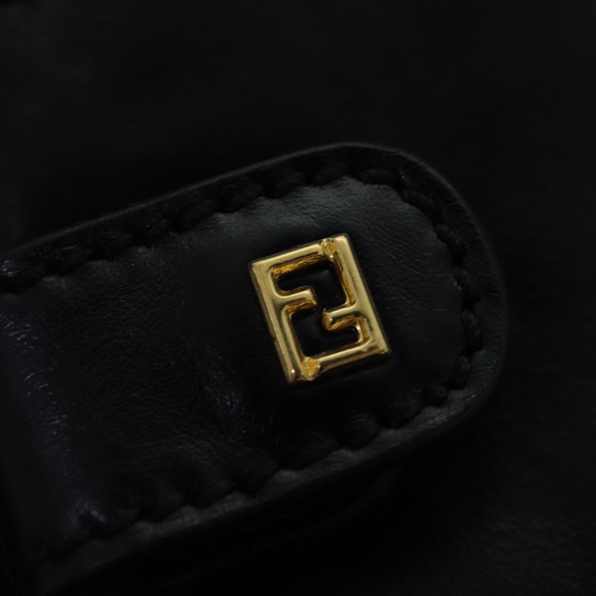 FENDI Zucca Canvas Shoulder Bag Leather Black Goldfm3729