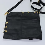FENDI Zucca Canvas Shoulder Bag Leather Black Goldfm3729
