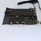 FENDI Zucca Canvas Shoulder Bag Leather Black Goldfm3729
