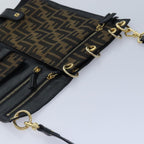FENDI Zucca Canvas Shoulder Bag Leather Black Goldfm3729