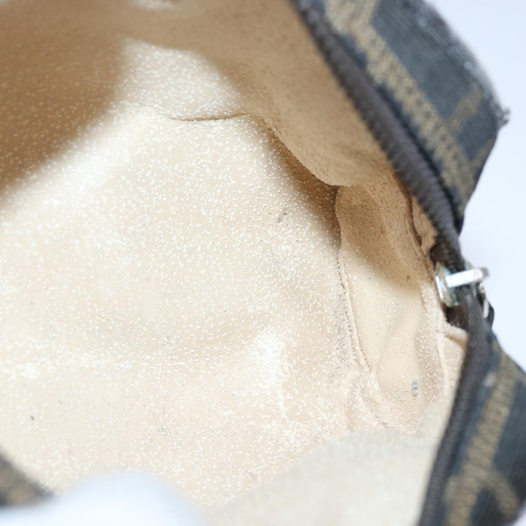 FENDI Zucca Canvas Pouch Brown Black Silverfm3759