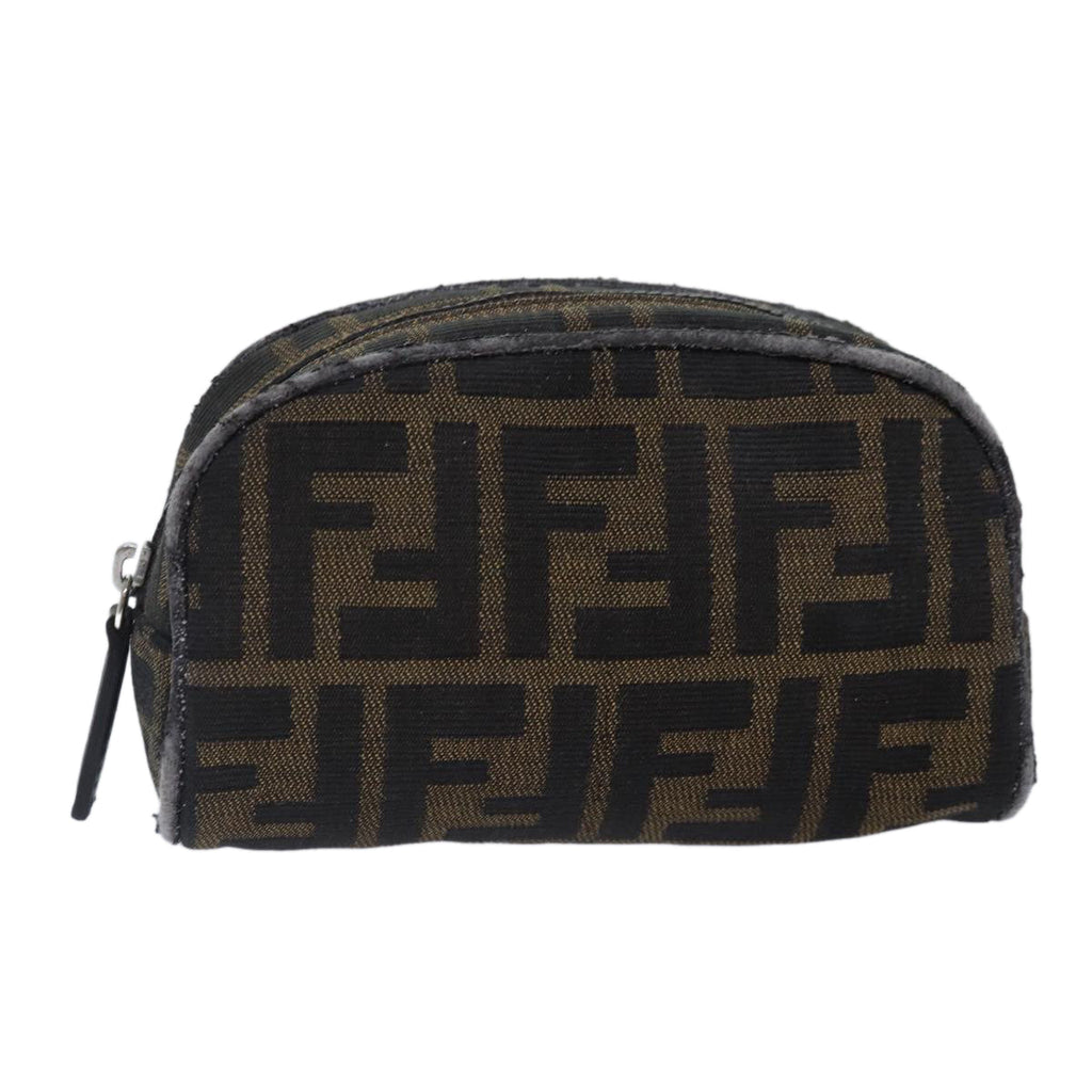 FENDI Zucca Canvas Pouch Brown Black Silverfm3759