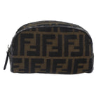 FENDI Zucca Canvas Pouch Brown Black Silverfm3759