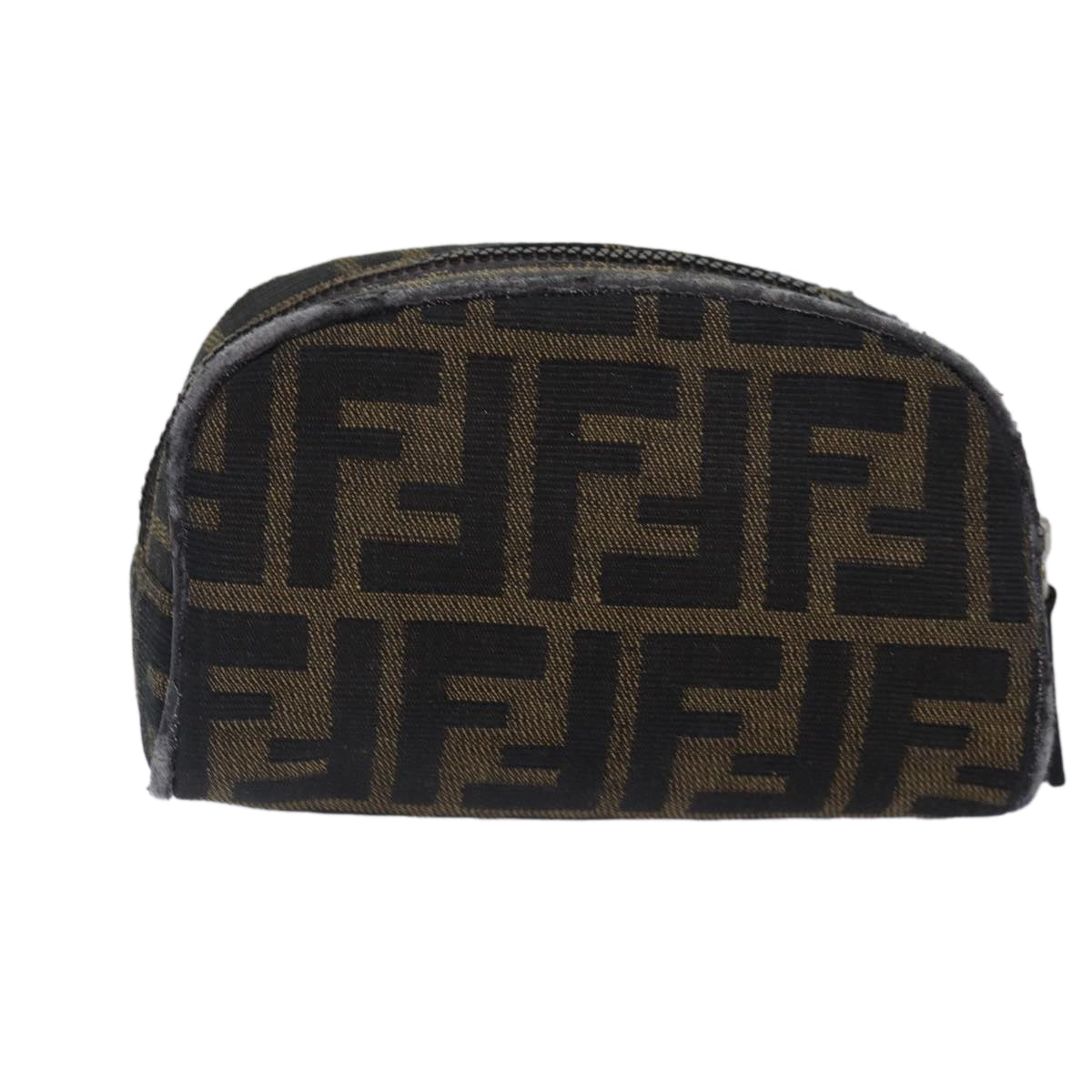 FENDI Zucca Canvas Pouch Brown Black Silverfm3759