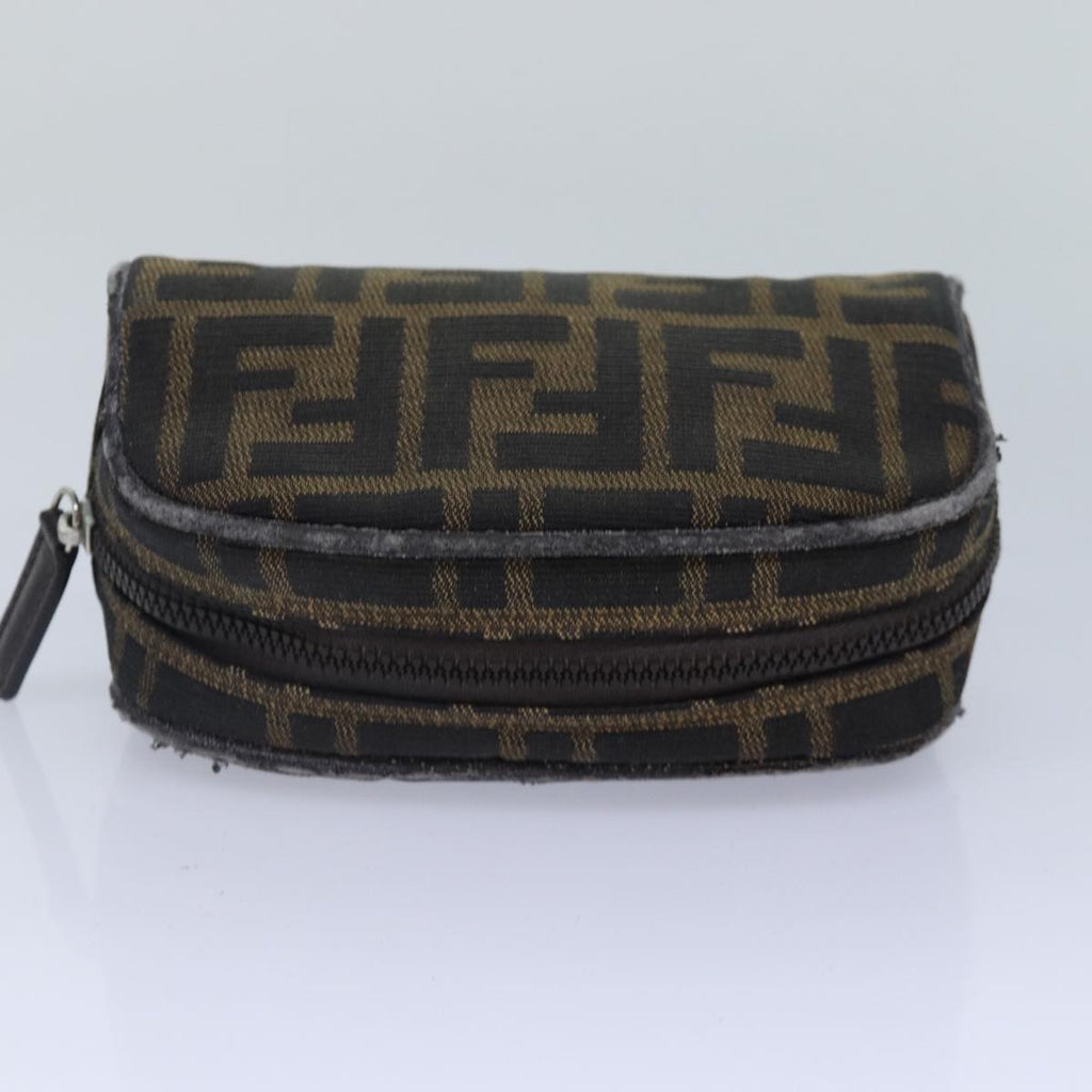 FENDI Zucca Canvas Pouch Brown Black Silverfm3759