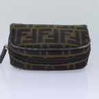 FENDI Zucca Canvas Pouch Brown Black Silverfm3759