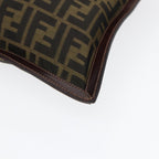 FENDI Zucca Canvas Clutch Bag Brown Black goldfm3776