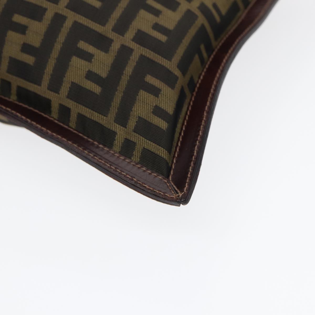 FENDI Zucca Canvas Clutch Bag Brown Black goldfm3776