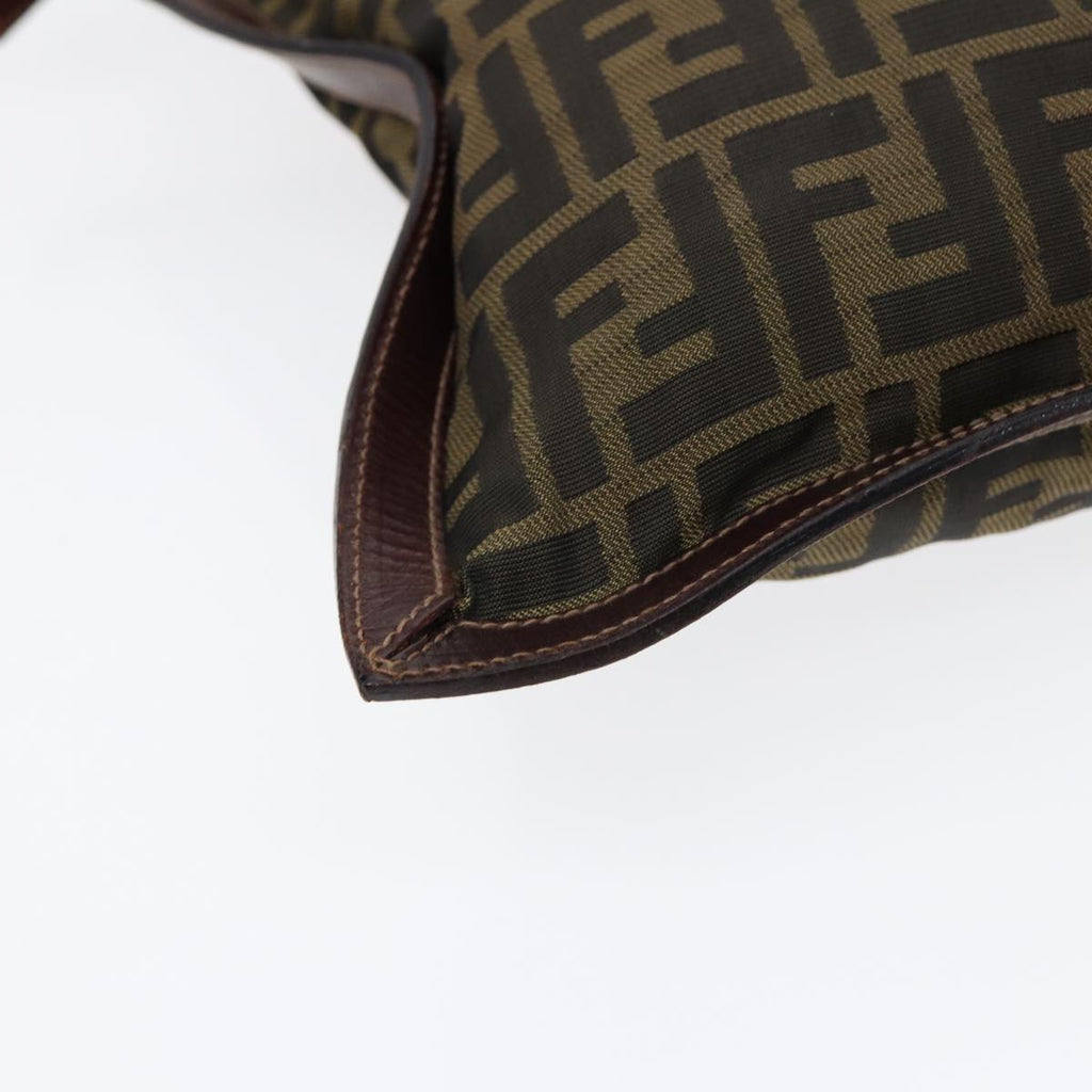 FENDI Zucca Canvas Clutch Bag Brown Black goldfm3776