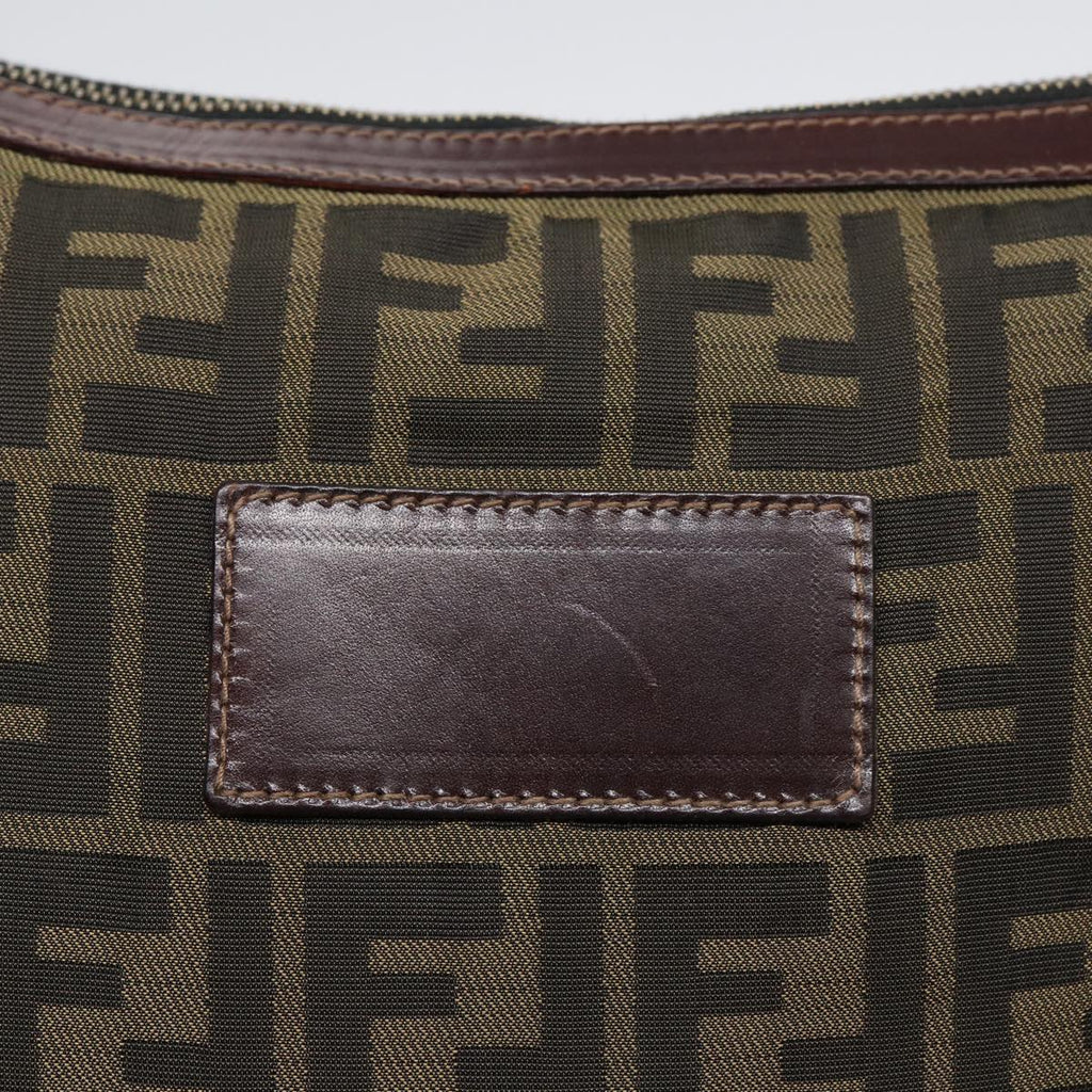 FENDI Zucca Canvas Clutch Bag Brown Black goldfm3776