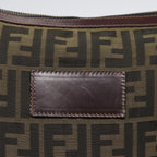 FENDI Zucca Canvas Clutch Bag Brown Black goldfm3776