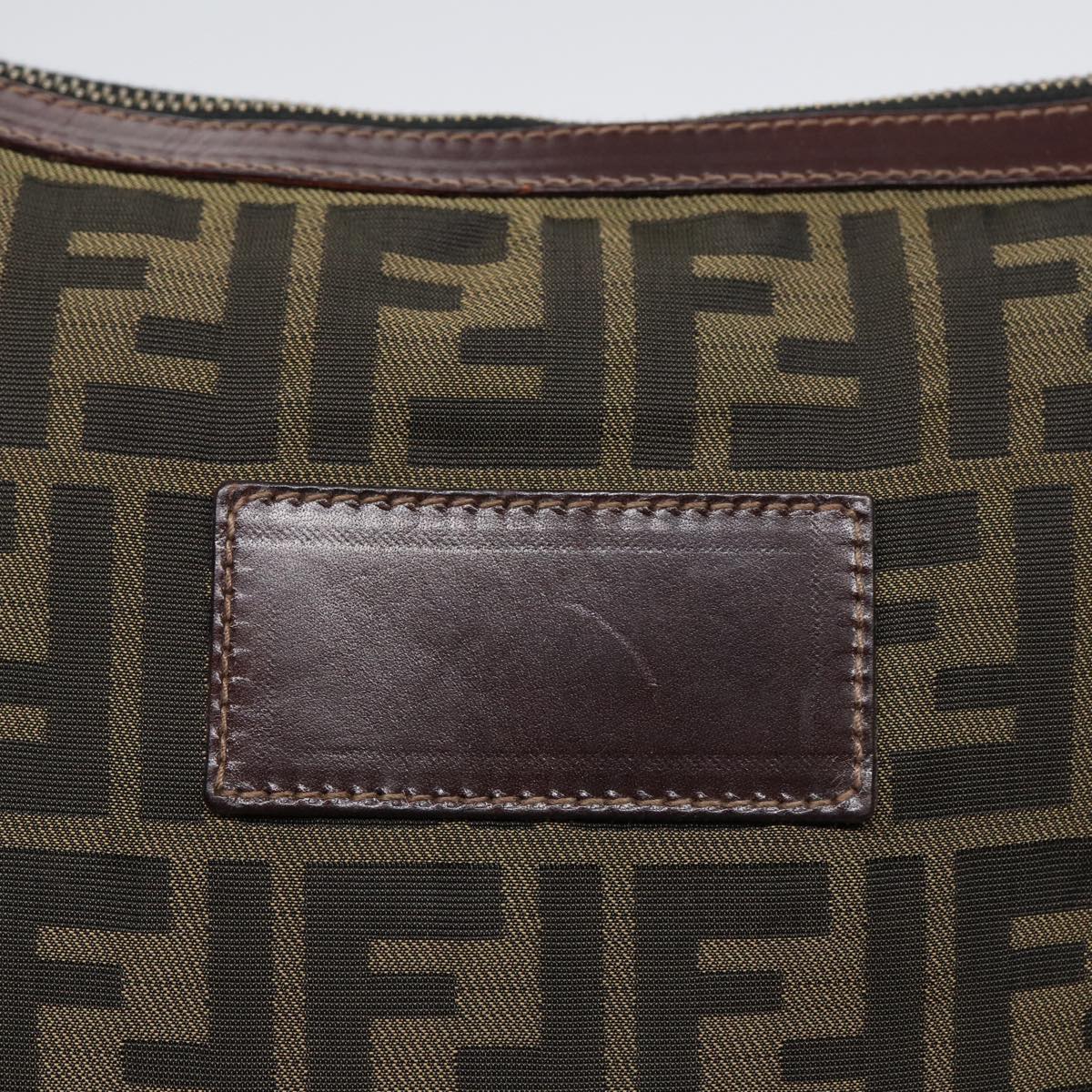 FENDI Zucca Canvas Clutch Bag Brown Black goldfm3776