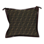 FENDI Zucca Canvas Clutch Bag Brown Black goldfm3776