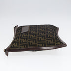 FENDI Zucca Canvas Clutch Bag Brown Black goldfm3776