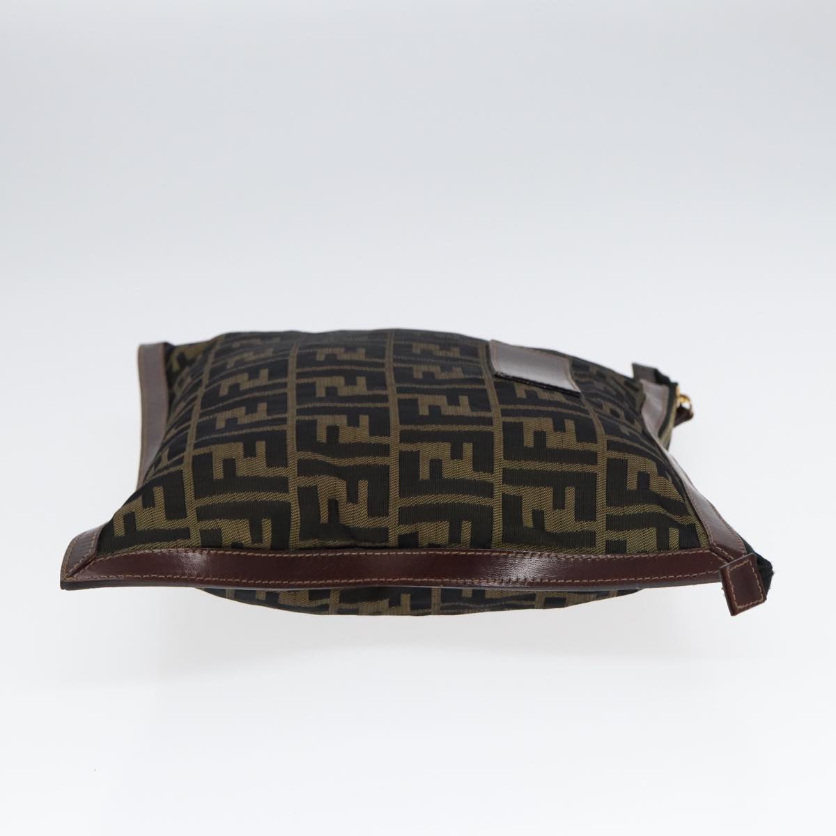 FENDI Zucca Canvas Clutch Bag Brown Black goldfm3776