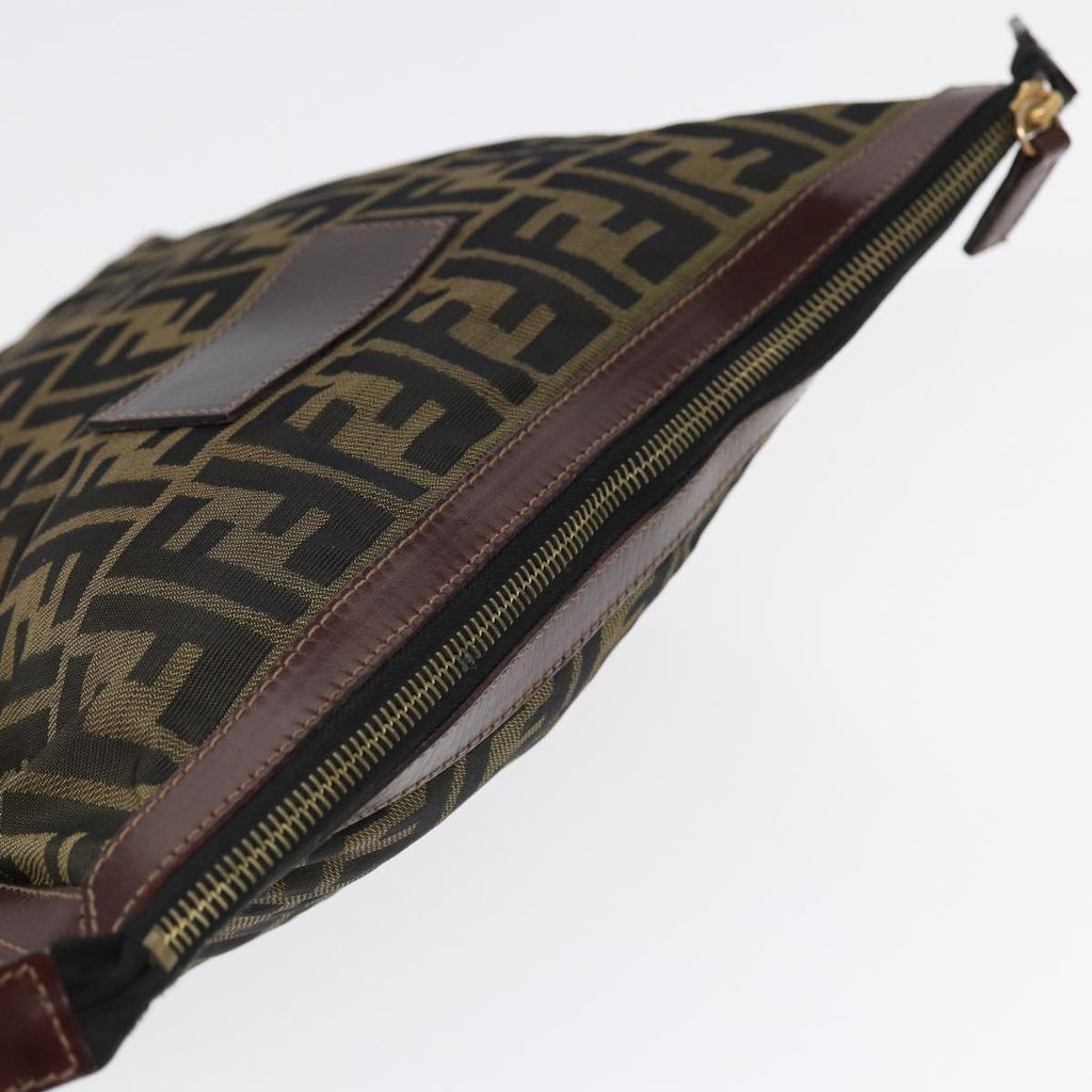 FENDI Zucca Canvas Clutch Bag Brown Black goldfm3776
