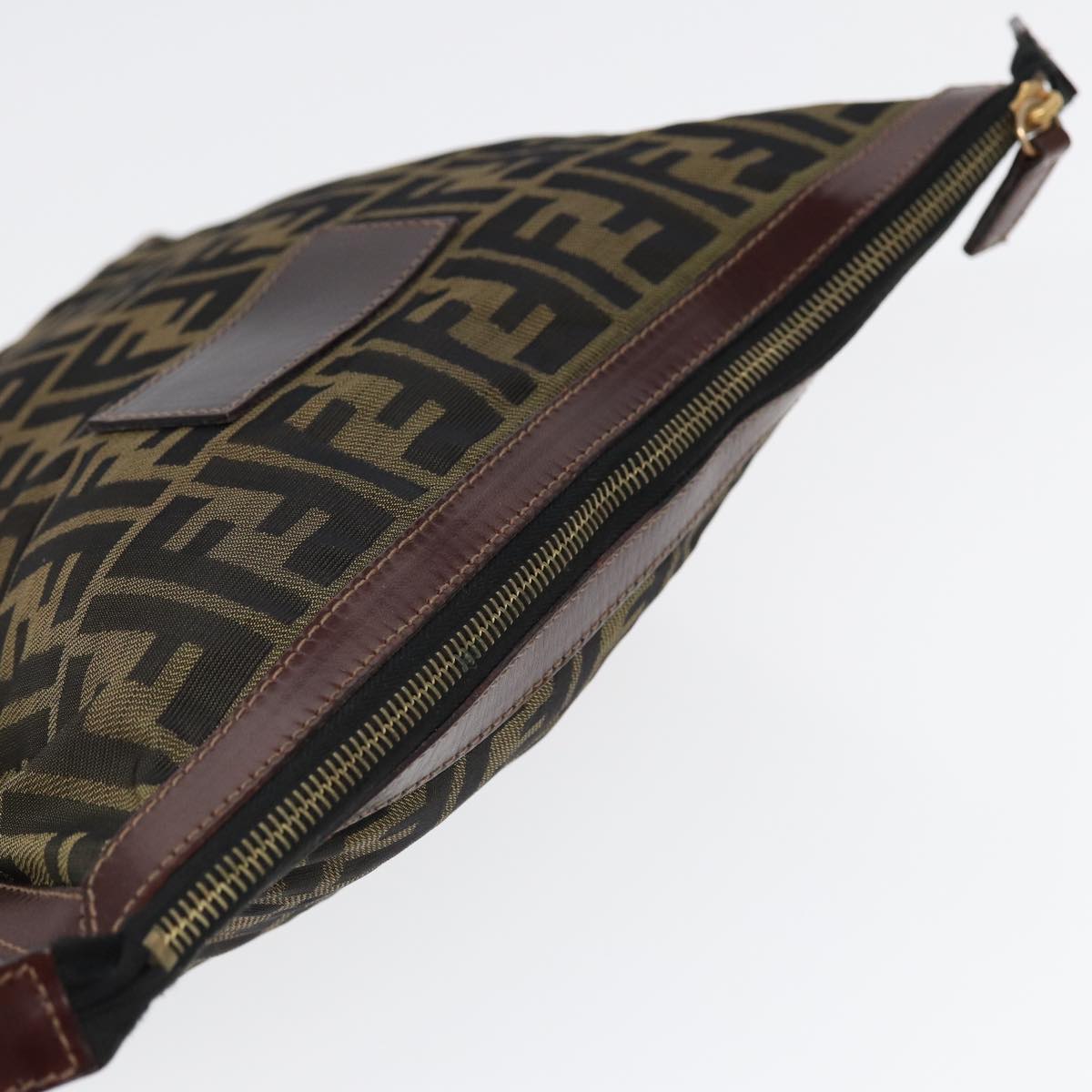FENDI Zucca Canvas Clutch Bag Brown Black goldfm3776