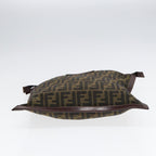 FENDI Zucca Canvas Clutch Bag Brown Black goldfm3776